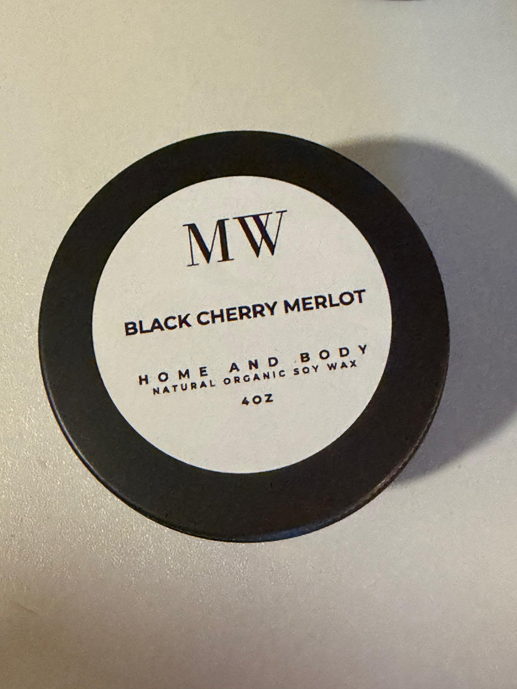Black Cherry Merlot Organic Soy Candle – 4oz Black Tin