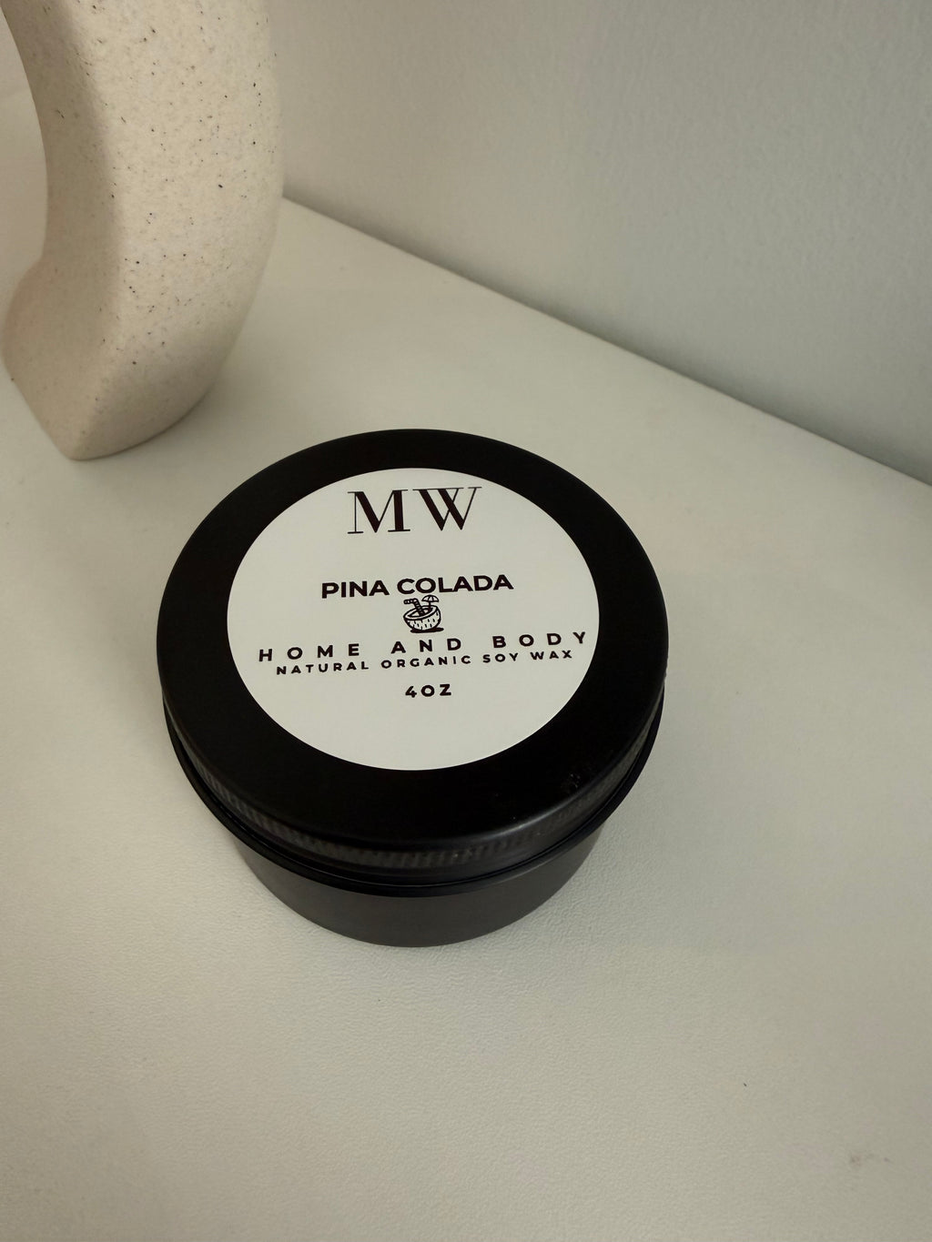 Piña Colada Organic Soy Candle – 4oz Black Tin