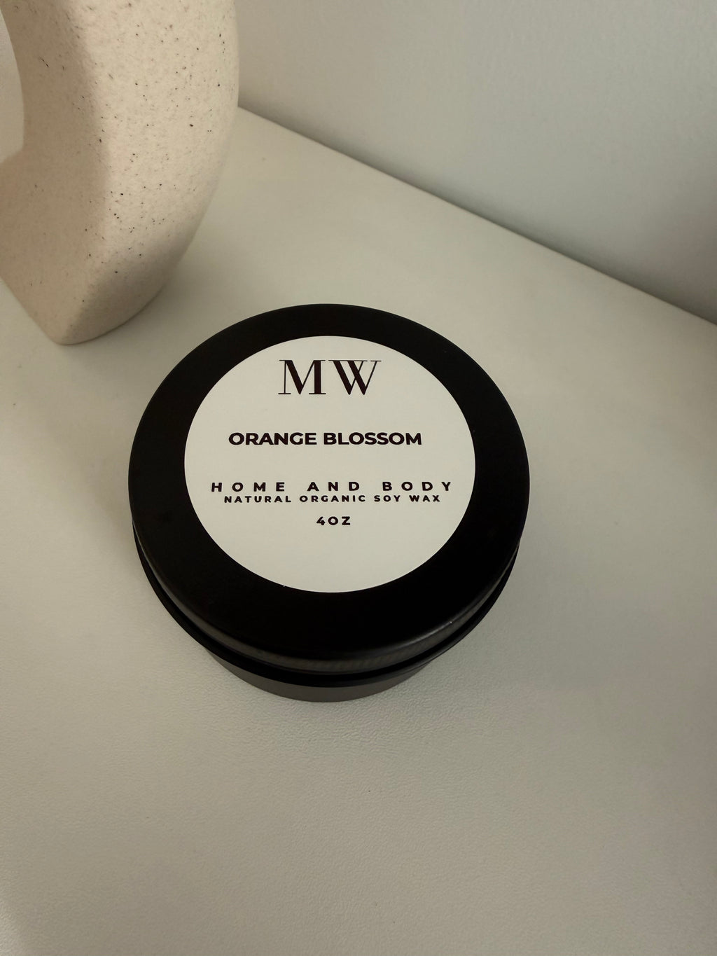 Orange Blossom Organic Soy Candle – 4oz Black Tin