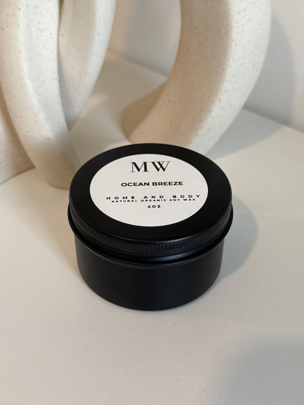 Ocean Breeze Organic Soy Candle – 4oz Black Tin
